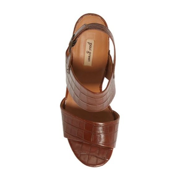 🆕PAUL GREEN Amanda Croc Slingback Platform Sandal Shoes 7 Brown - Picture 3 of 13